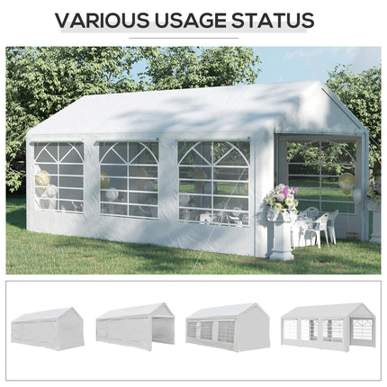 6 Metre x 3 Metre Garden Gazebo with Steel Frame and Waterproof Canopy - White