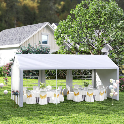 6 Metre x 3 Metre Garden Gazebo with Steel Frame and Waterproof Canopy - White
