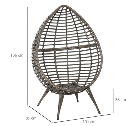Rattan Wicker Teardrop Egg Chair with Cushion - Grey