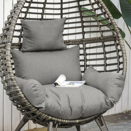 Rattan Wicker Teardrop Egg Chair with Cushion - Grey