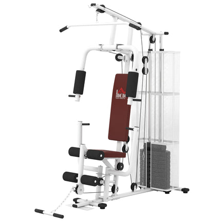 Multifunction Home Gym Weight Training Station Strength Machine - White