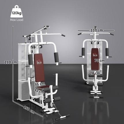 Multifunction Home Gym Weight Training Station Strength Machine - White