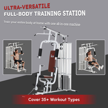 Multifunction Home Gym Weight Training Station Strength Machine - White