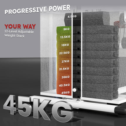 Multifunction Home Gym Weight Training Station Strength Machine - White
