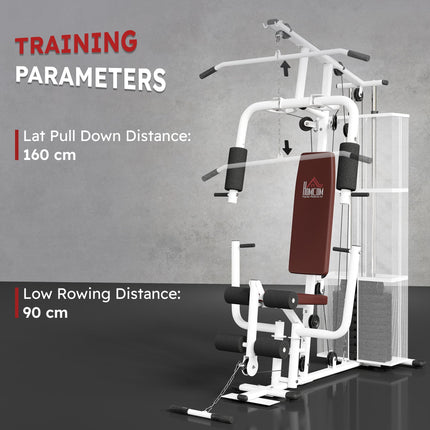 Multifunction Home Gym Weight Training Station Strength Machine - White