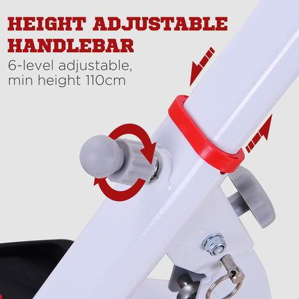 Foldable Steel Stepper with Handle and LCD Screen - White Red