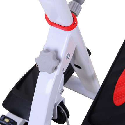 Foldable Steel Stepper with Handle and LCD Screen - White Red
