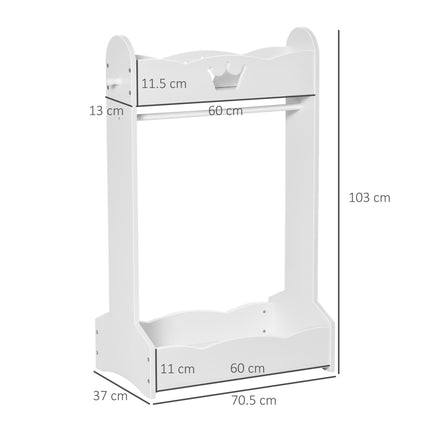 Kids Wood Clothes Rack with Storage Shelves and Hall Tree for 3-8 Years - White