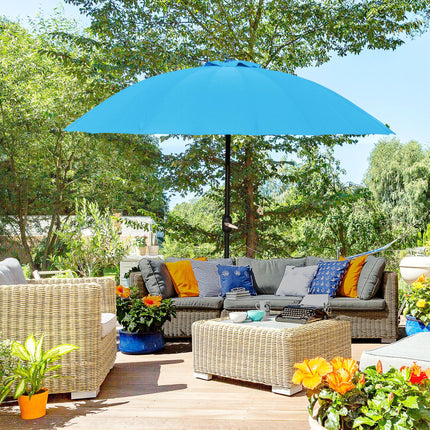 Garden Parasol 250cm with Push Button Tilt and Fibreglass Ribs - Blue
