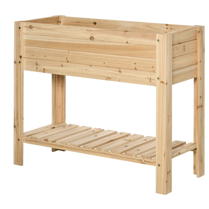 Wooden Raised Outdoor Plant Stand with Clapboard 100 x 40 x 84cm - Natural Wood