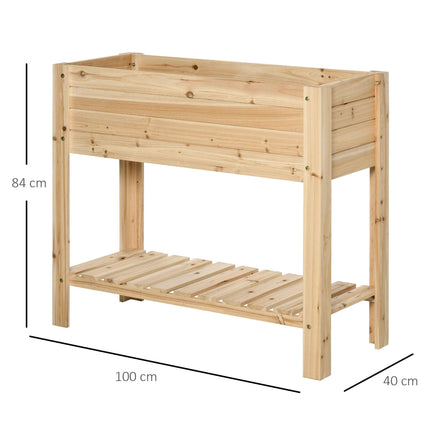 Wooden Raised Outdoor Plant Stand with Clapboard 100 x 40 x 84cm - Natural Wood
