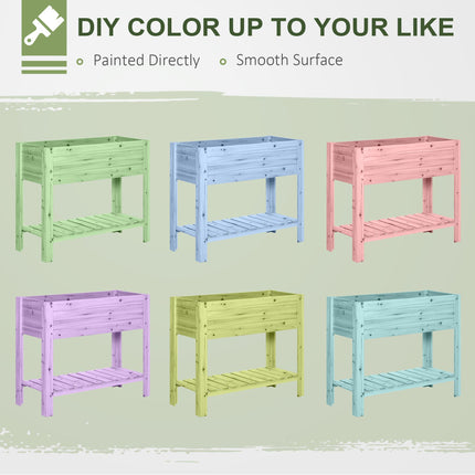 Wooden Raised Outdoor Plant Stand with Clapboard 100 x 40 x 84cm - Natural Wood
