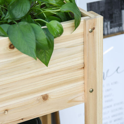 Wooden Raised Outdoor Plant Stand with Clapboard 100 x 40 x 84cm - Natural Wood