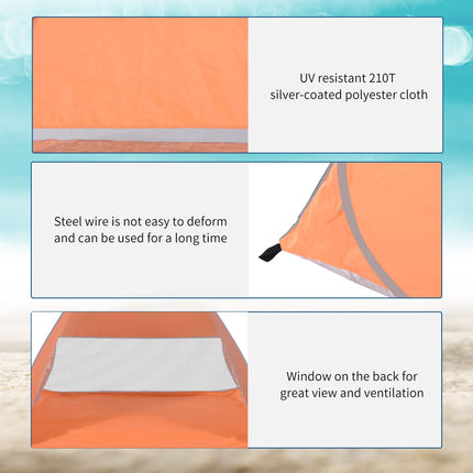 2 Person Pop-Up Beach Tent with UV Protection - Orange