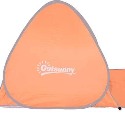 2 Person Pop-Up Beach Tent with UV Protection - Orange