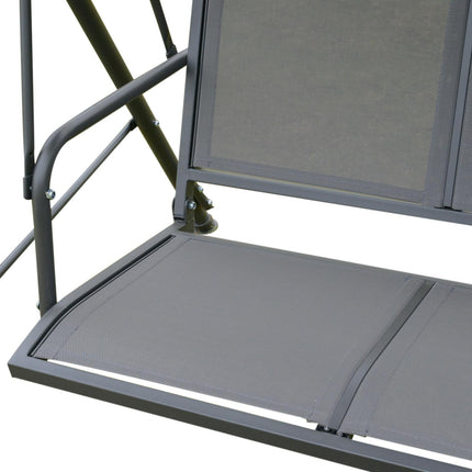 3 Seater Garden Swing Chair with Canopy Steel Frame - Grey