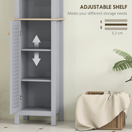 Bathroom Floor Storage Cabinet with 3 Tier Shelf and Cupboard with Door, Free St