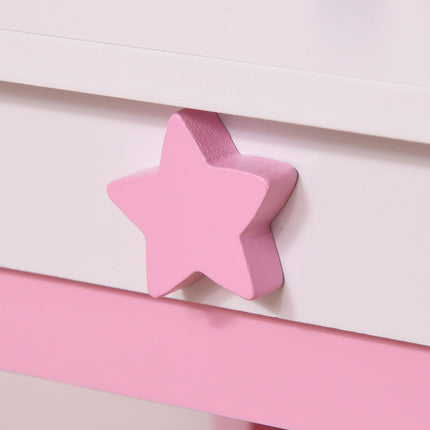 Girls Dressing Table Set with Mirror and Stool Pink Unicorn Design - Pink