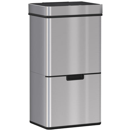 72L Stainless Steel Sensor Recycling Bin with 3 Compartments for Wet and Dry Waste - Stainless Steel