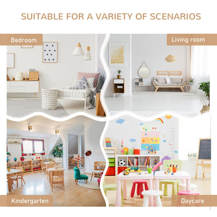 4 Piece Pine Wood Kids Furniture Set with Storage Bench - Oak and White