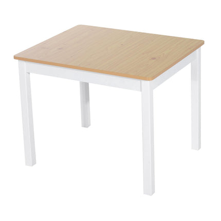 4 Piece Pine Wood Kids Furniture Set with Storage Bench - Oak and White