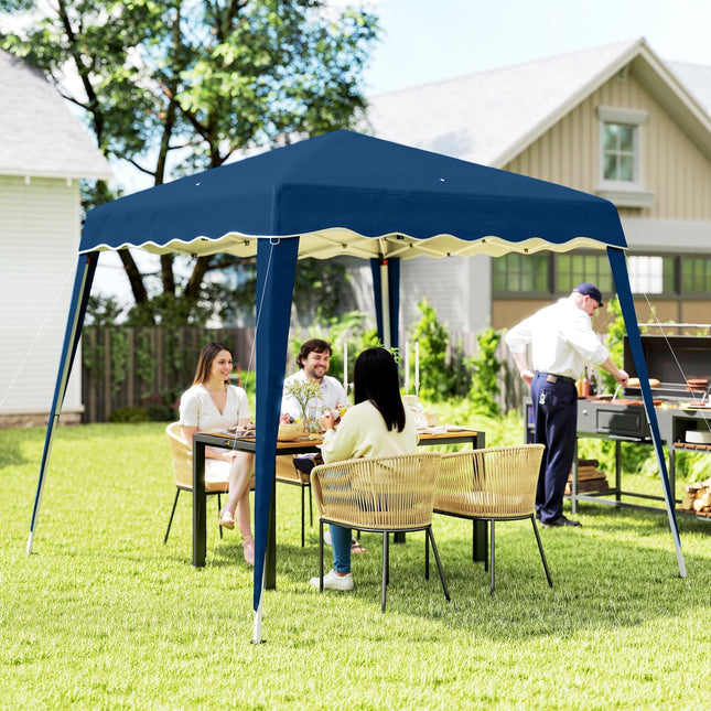 3M x 3M Pop Up Gazebo with 2.5M x 2.5M Adjustable Slant Leg Canopy and Carry Bag - Blue