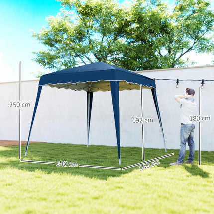 3M x 3M Pop Up Gazebo with 2.5M x 2.5M Adjustable Slant Leg Canopy and Carry Bag - Blue