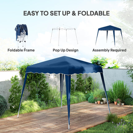 3M x 3M Pop Up Gazebo with 2.5M x 2.5M Adjustable Slant Leg Canopy and Carry Bag - Blue
