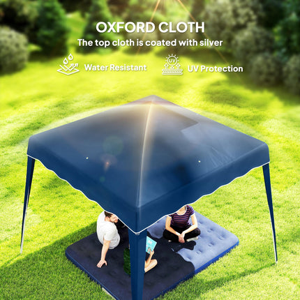 3M x 3M Pop Up Gazebo with 2.5M x 2.5M Adjustable Slant Leg Canopy and Carry Bag - Blue