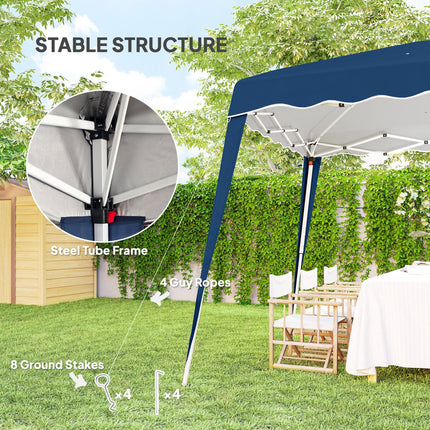 3M x 3M Pop Up Gazebo with 2.5M x 2.5M Adjustable Slant Leg Canopy and Carry Bag - Blue