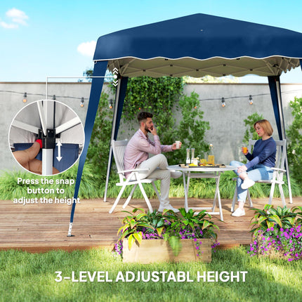 3M x 3M Pop Up Gazebo with 2.5M x 2.5M Adjustable Slant Leg Canopy and Carry Bag - Blue