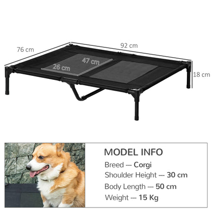 Large Elevated Indoor Outdoor Pet Bed for Dogs up to 30kg - Black