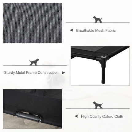 Large Elevated Indoor Outdoor Pet Bed for Dogs up to 30kg - Black