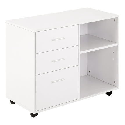 Freestanding Printer Stand Unit Office Desk Side Mobile Storage w/ Wheels 3 Draw