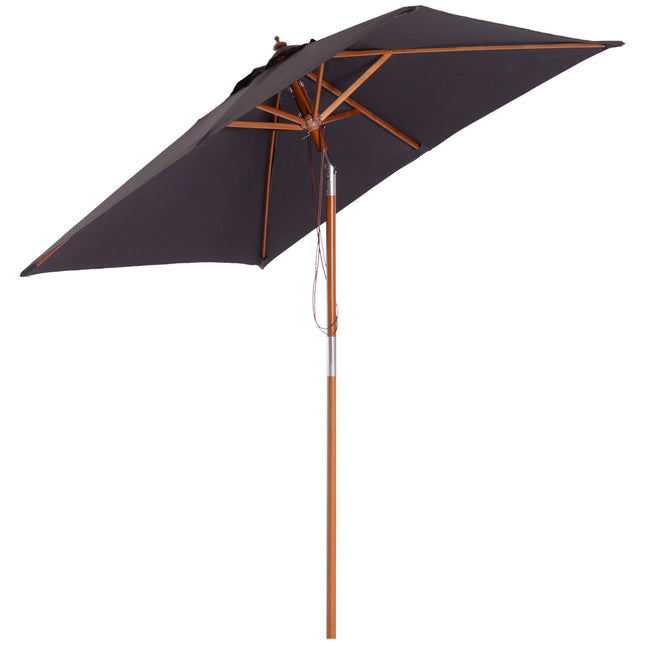2 Metre Bamboo Frame Parasol with Tilt Mechanism - Deep Grey