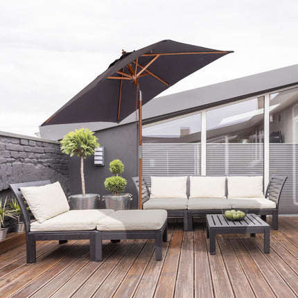 2 Metre Bamboo Frame Parasol with Tilt Mechanism - Deep Grey