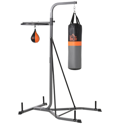 Freestanding Duo Punch Training Bag with Adjustable Height Sandbag and Steel Frame - Black and Grey