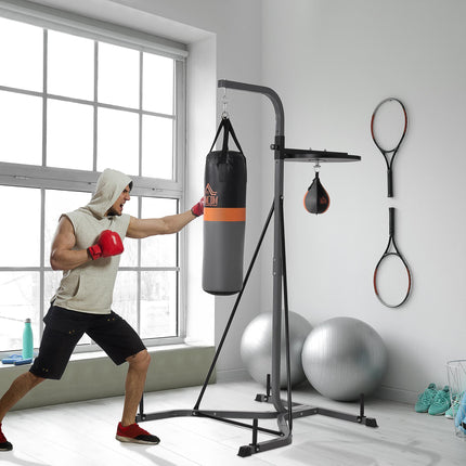 Freestanding Duo Punch Training Bag with Adjustable Height Sandbag and Steel Frame - Black and Grey