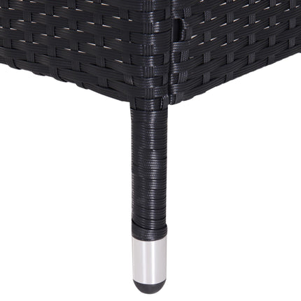 2 Seater Rattan Companion Bench with Cushions and Middle Table - Black Outdoor