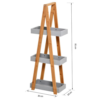 Slim Bamboo Bathroom Storage Shelves 3-Tier Slim Design - Natural
