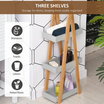 Slim Bamboo Bathroom Storage Shelves 3-Tier Slim Design - Natural