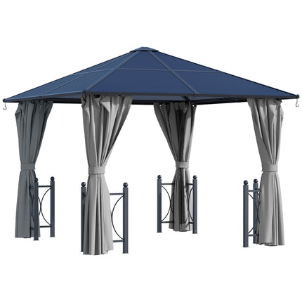 3x3 Metre Hardtop Gazebo Canopy Set with Mosquito Netting - Black