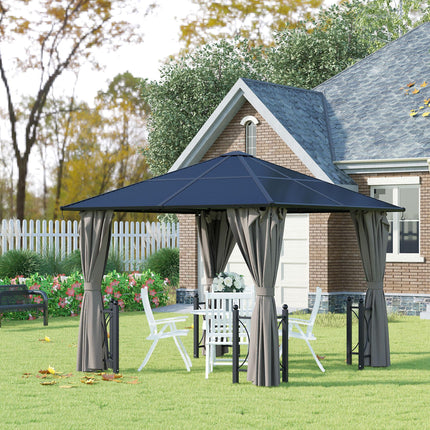 3x3 Metre Hardtop Gazebo Canopy Set with Mosquito Netting - Black