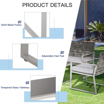 4PC Rattan Garden Furniture Set 2 Single Sofa Arm Chairs 1 Bench with Cushions &
