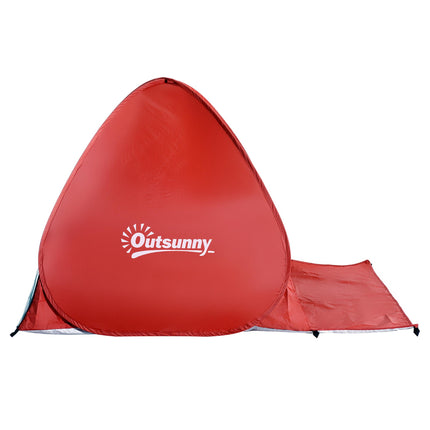 2-3 Person Pop-Up Beach Shelter Tent with UV Protection - Red