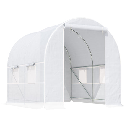 Large Walk-In Garden Greenhouse with Galvanized Steel Frame and UV Protection PE Cover - White