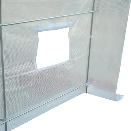 Large Walk-In Garden Greenhouse with Galvanized Steel Frame and UV Protection PE Cover - White