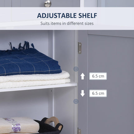 Free-Standing Bathroom Storage Cabinet with Adjustable Shelf - Grey and White