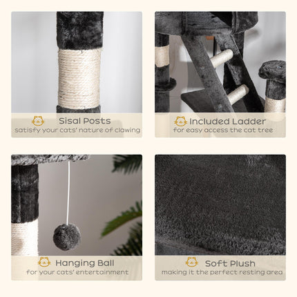 Adjustable Floor to Ceiling Cat Tree 240-260cm with Multi-Level Play and Rest - Dark Grey