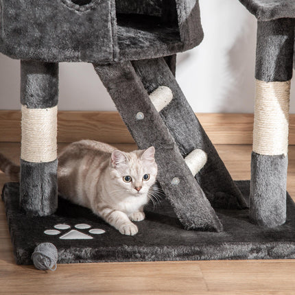 Adjustable Floor to Ceiling Cat Tree 240-260cm with Multi-Level Play and Rest - Dark Grey